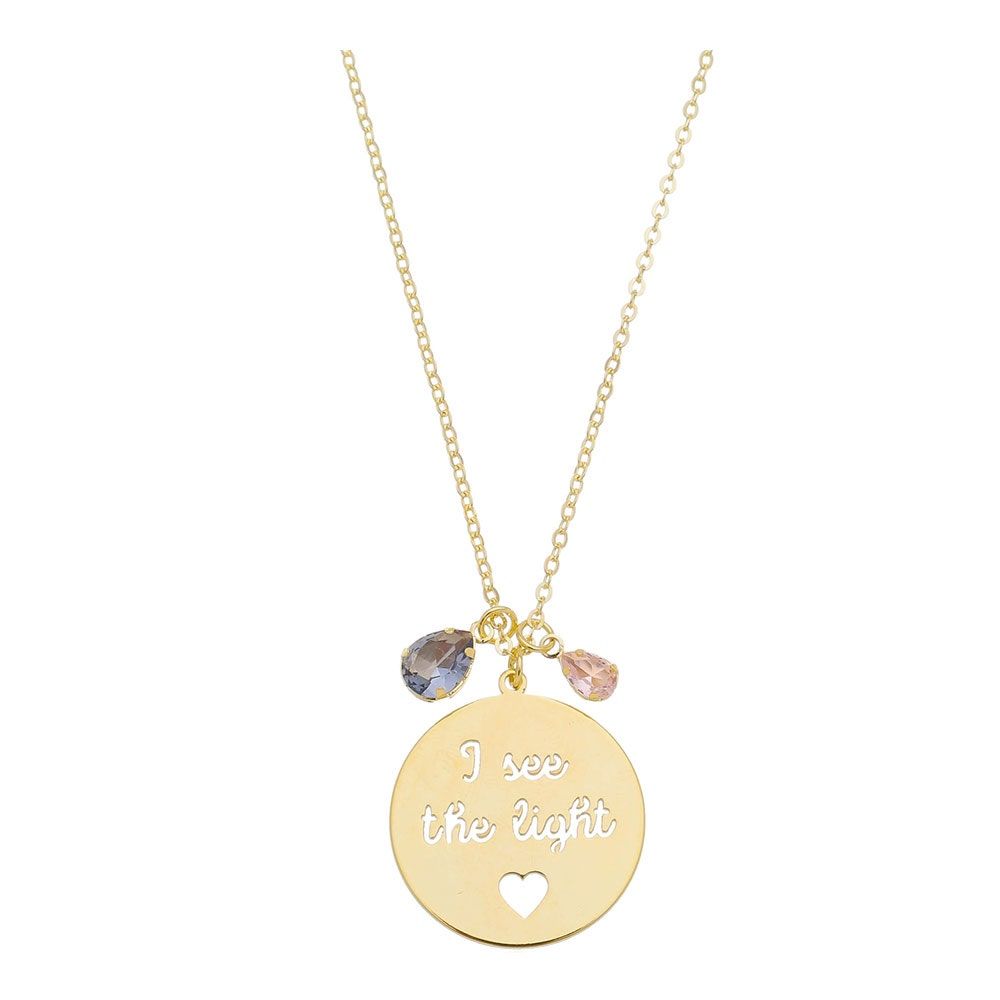 Colar Feminino Medalha I See The Light Zircônias Folheado a Ouro 18k