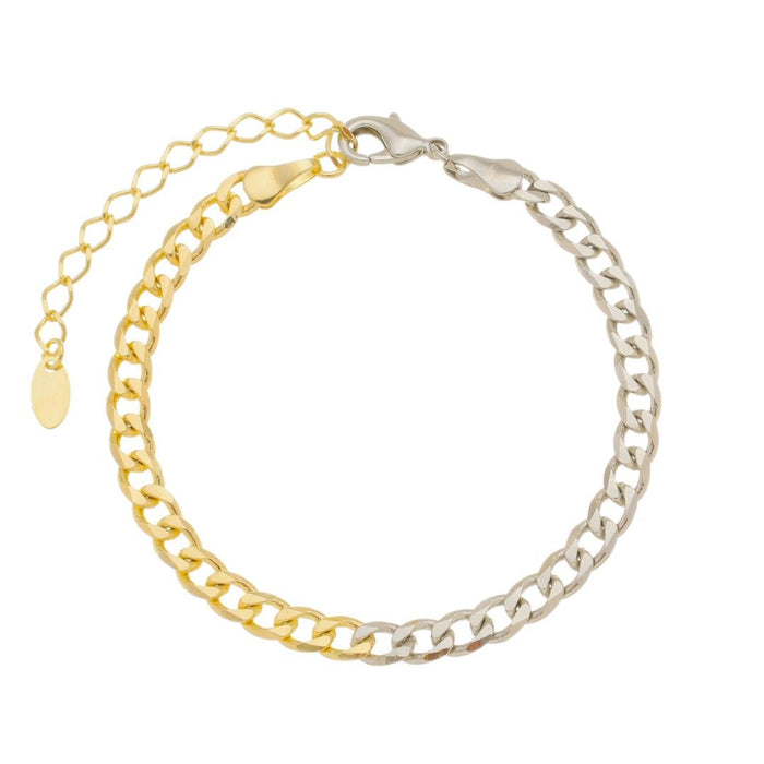 Pulseira Folheada a Ouro 18k e Folheada em Ródio Branco Elos Grumet Frida