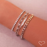Pulseira Folheada a Ouro 18k e Folheada em Ródio Branco Elos Grumet Frida
