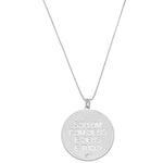 Colar Longo Medalha Sou um com Deus Elos Folheado em Ródio Branco