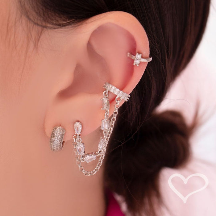 Brinco Piuka Argolinha Lívia P Zircônia Folheado em Ródio Branco