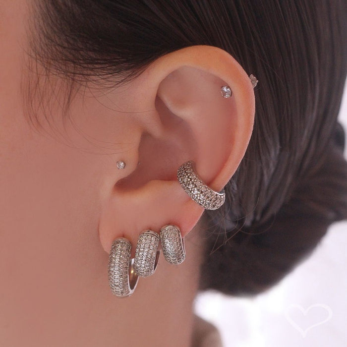 Brinco Argolinha Lívia G Zircônia Folheado em Ródio Branco