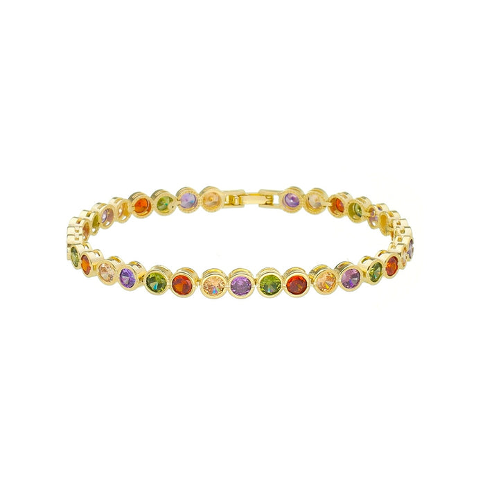 Pulseira Piuka Aimee Zircônias Coloridas Folheada a Ouro 18k