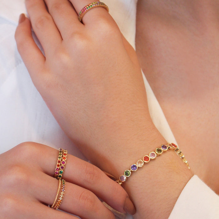 Pulseira Piuka Aimee Zircônias Coloridas Folheada a Ouro 18k