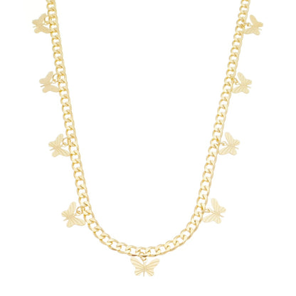 Colar Piuka Linda Elos Borboletas Folheada a Ouro 18k