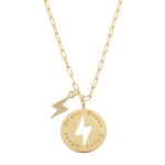 Colar Piuka Hera Medalha Brave Raio Zircônia Folheado a Ouro 18k
