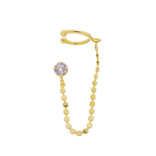 Brinco Piuka Unitário Ear Line Isis Zircônia Folheado a Ouro 18k