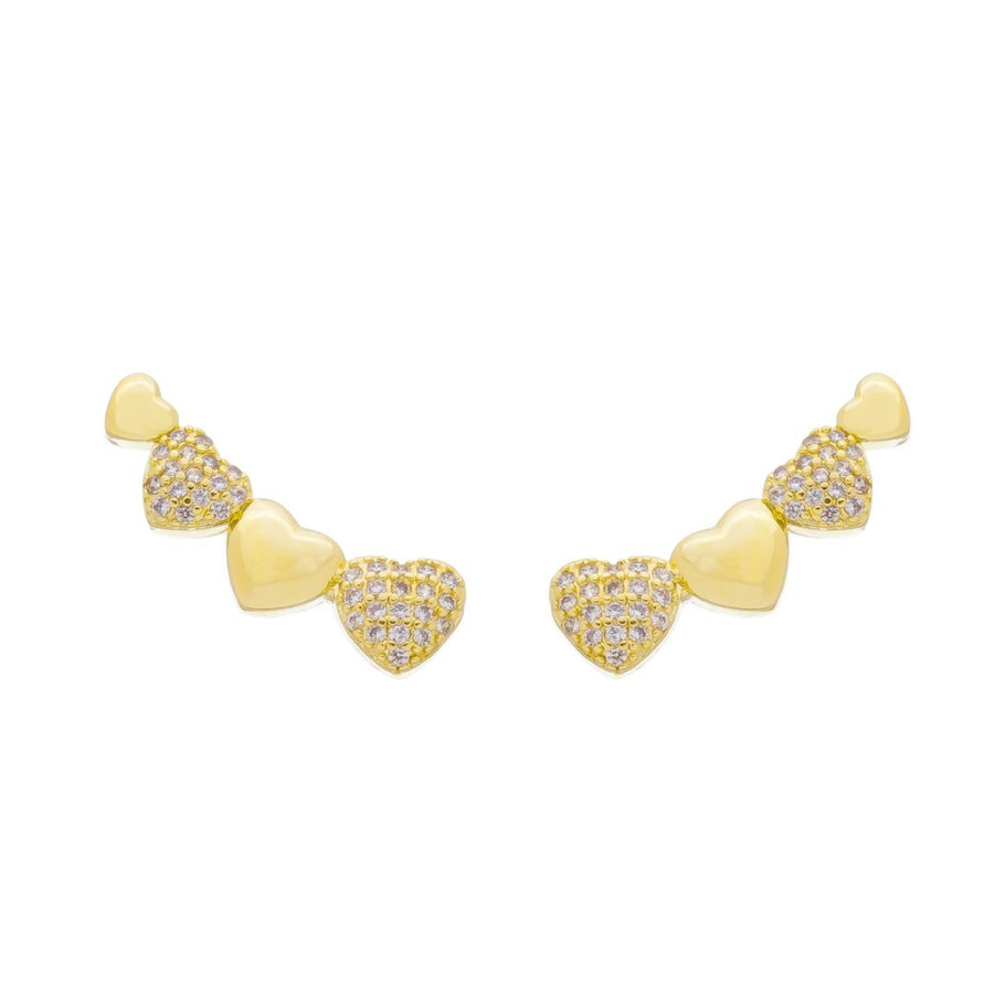 Brinco Piuka Ear Cuff Molly Coração Zircônias Folheado a Ouro 18k