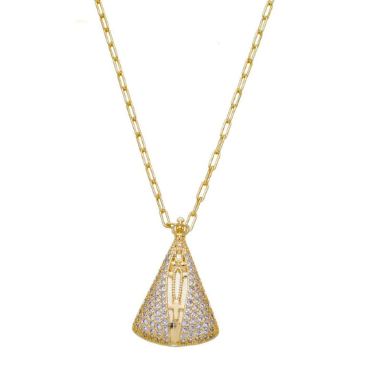 Colar Nossa Senhora Zircônias Folheado a Ouro 18k Piuka