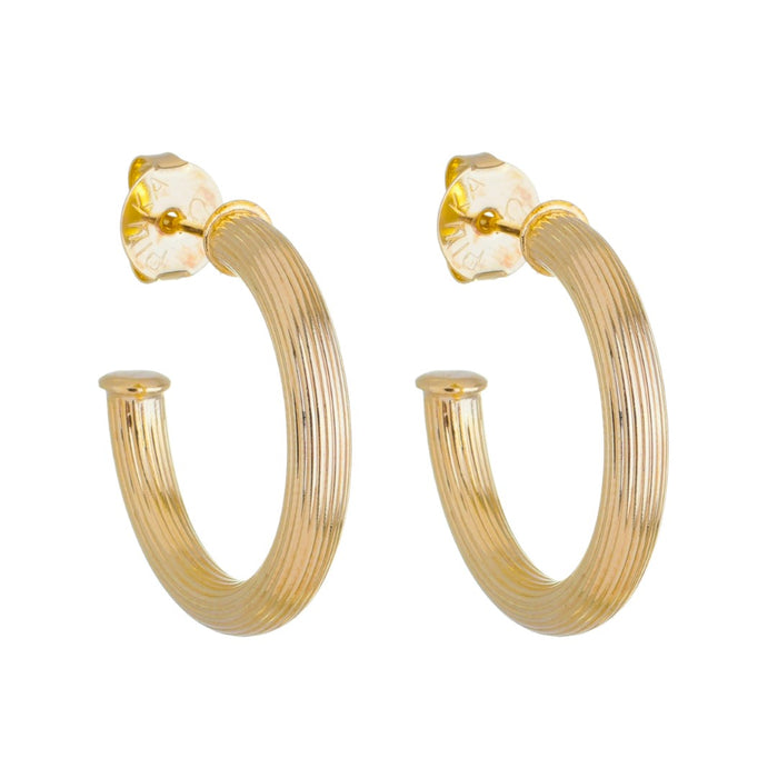 Brinco Piuka Argola Tubo Araine Filetes Folheado a Ouro 18k