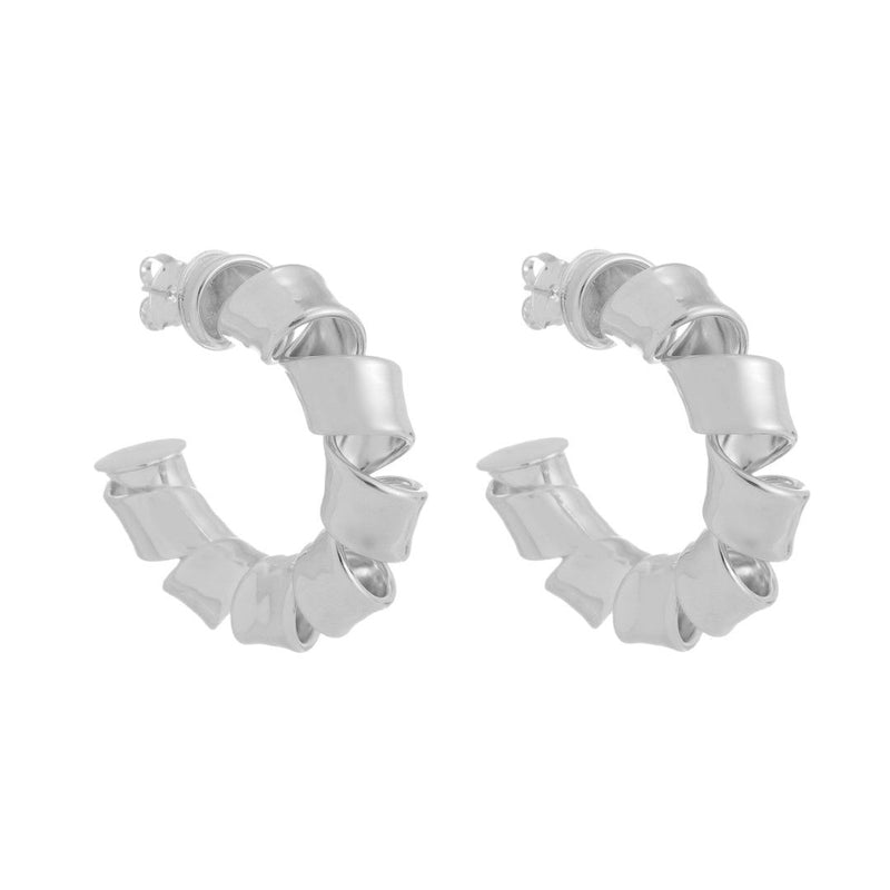 Brinco de Argola Torcida Carla Folheado em Ródio Branco