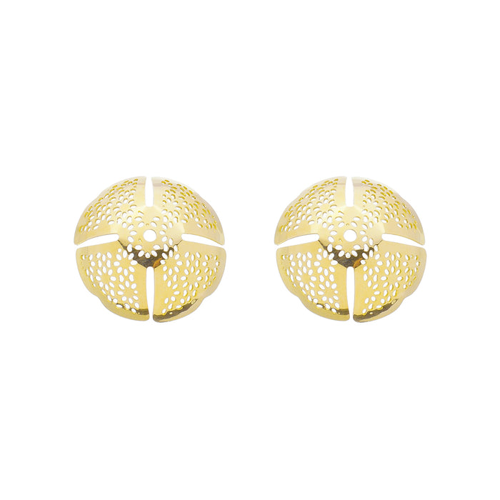 Brinco Piuka Angela Redondo Renda Mini Flor Folheado a Ouro 18k