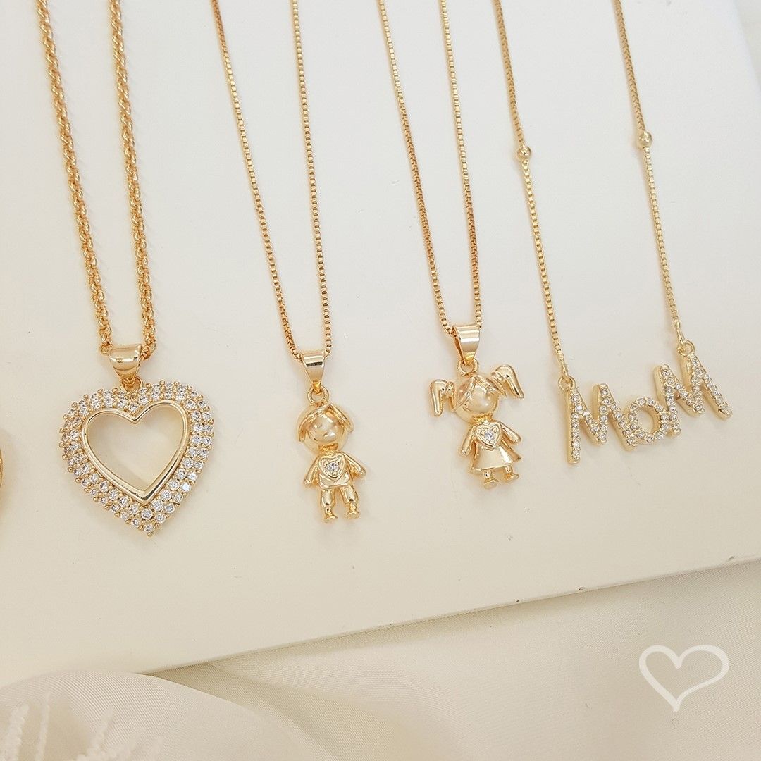 Colar Filha Menina Zircônia Folheado a Ouro 18k Piuka