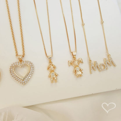 Colar Filha Menina Zircônia Folheado a Ouro 18k Piuka
