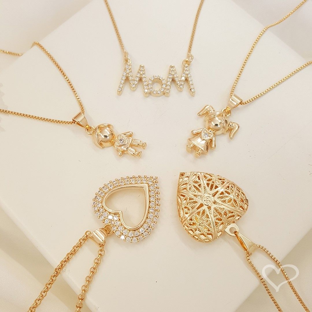 Colar Filha Menina Zircônia Folheado a Ouro 18k Piuka