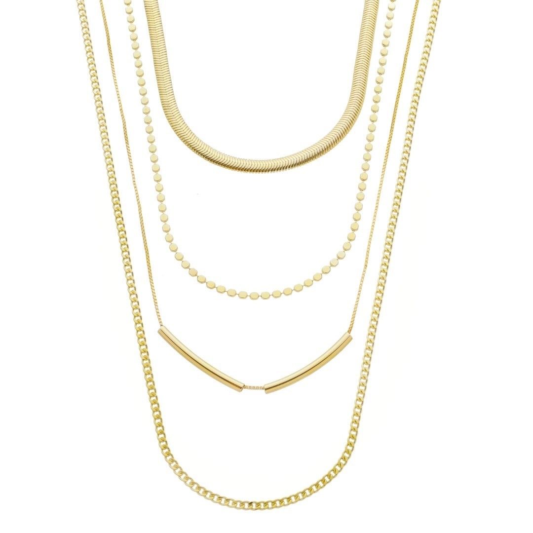 Mix de Colares Cecilia Folheado a Ouro 18k