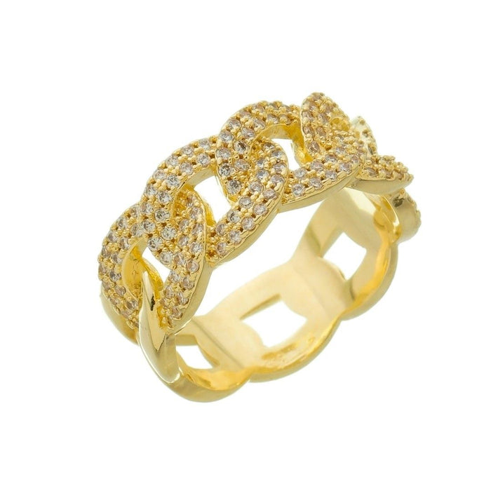 Anel Piuka Alana Elos Zircõnias Folheado a Ouro 18k