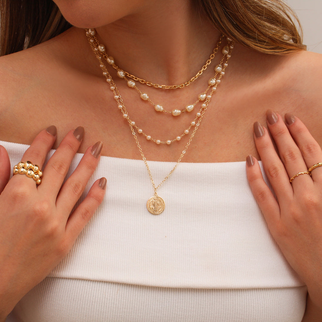 Choker Piuka Megan Pérolas Folheada a Ouro 18k