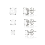 Trio de Brinco Ponto de Luz Ana Paula Zircônia Folheado em Ródio Branco