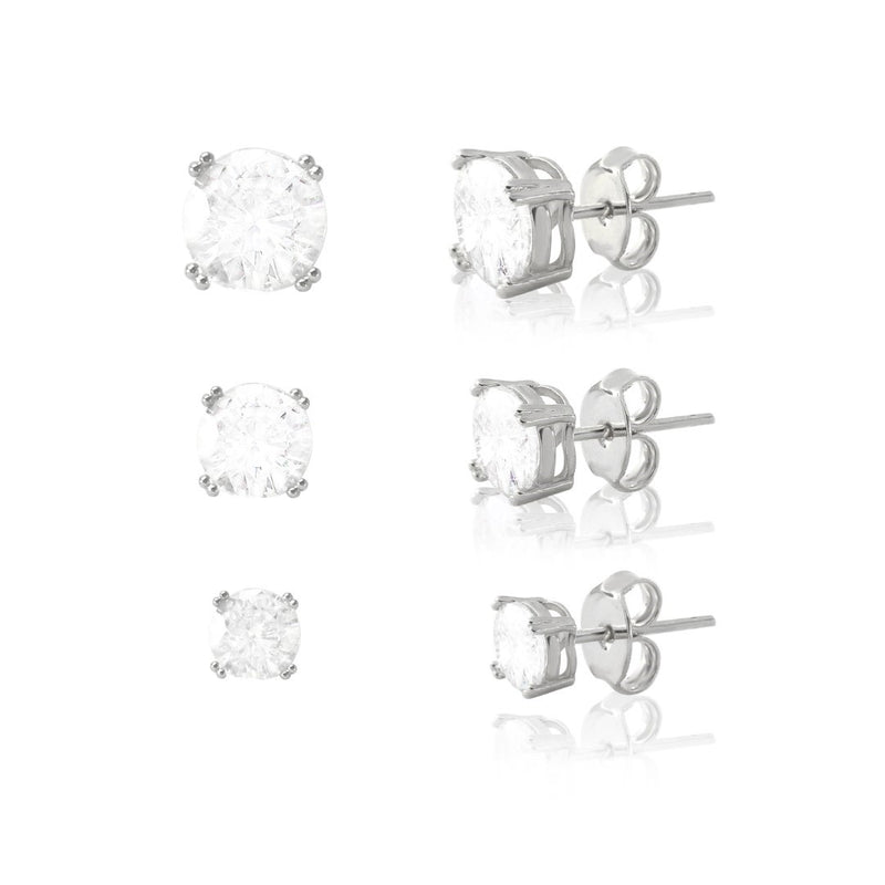 Trio de Brinco Ponto de Luz Ana Paula Zircônia Folheado em Ródio Branco