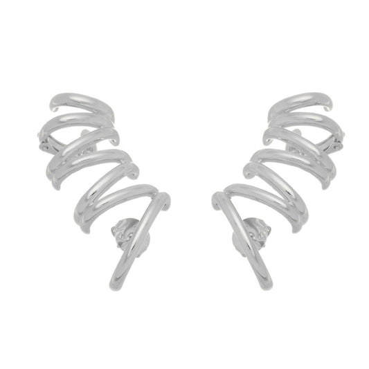 Brinco Flavia Ear Cuff Folheado em Ródio Branco