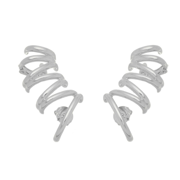 Brinco Flavia Ear Cuff Folheado em Ródio Branco