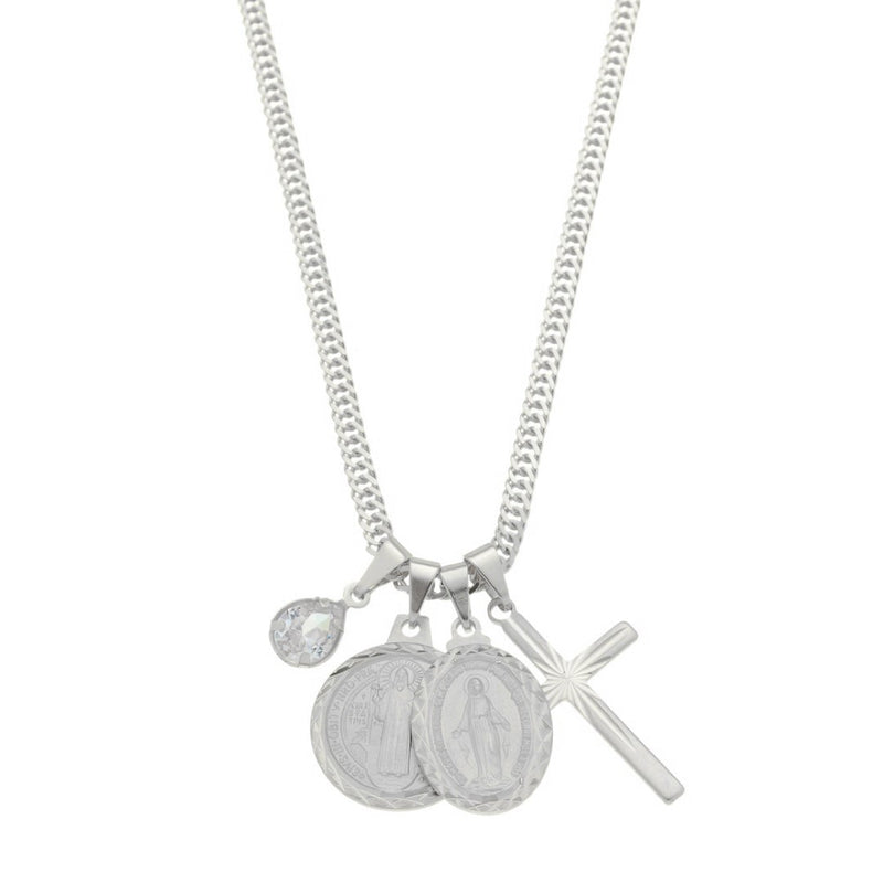 Colar Feminino Serena Amuletos Folheado em Ródio Branco