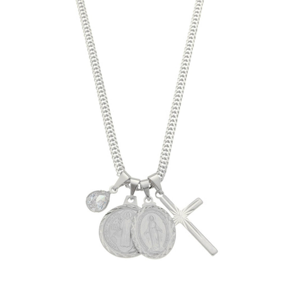 Colar Feminino Serena Amuletos Folheado em Ródio Branco
