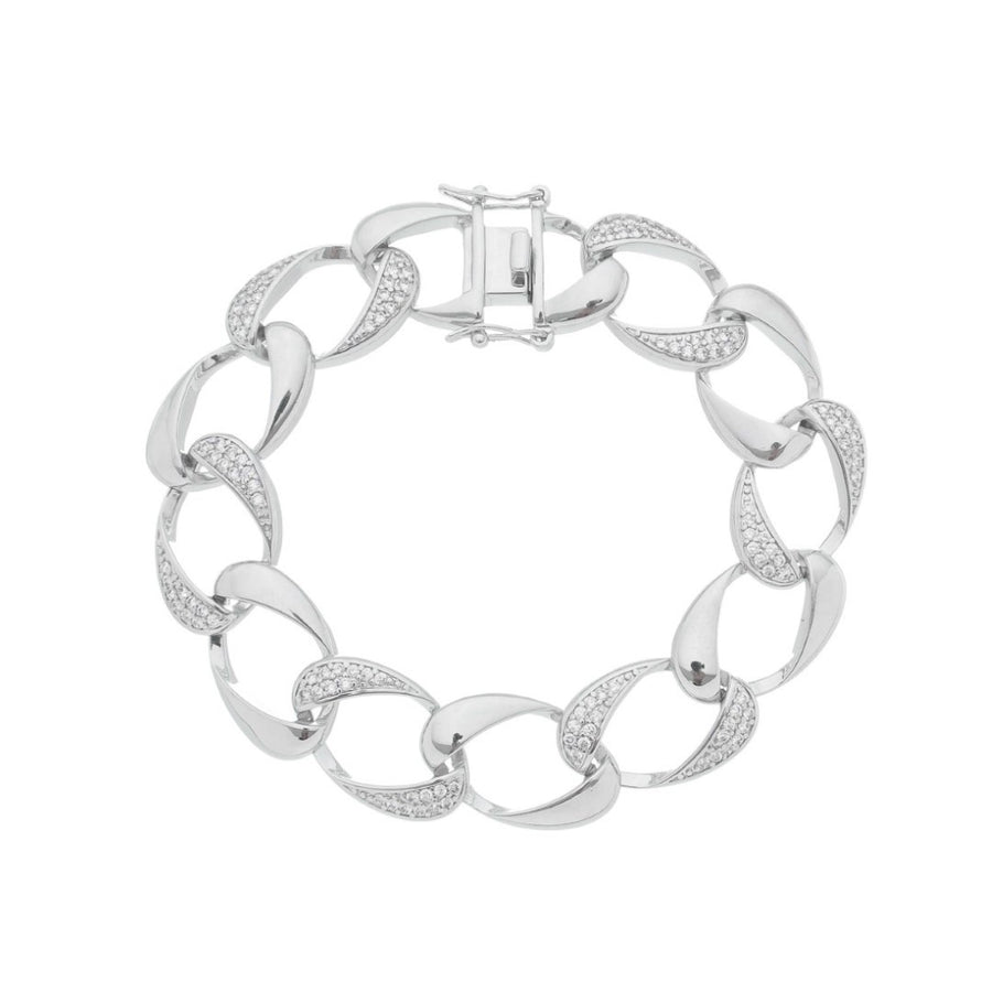 Pulseira Izza Elos Folheada em Ródio Branco Piuka