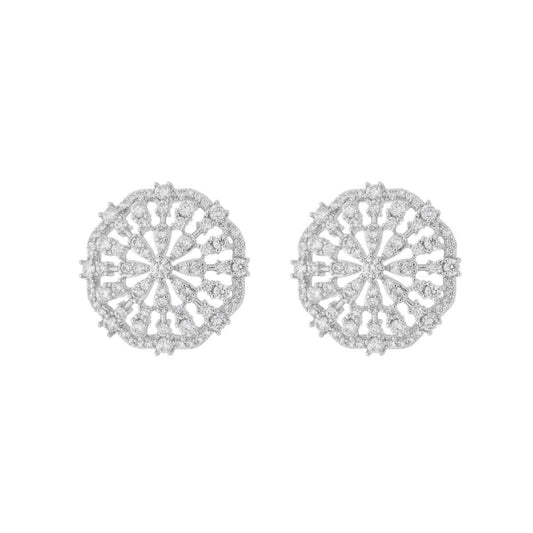 Brinco Pizza Amália Zircônia Folheado em Ródio Branco