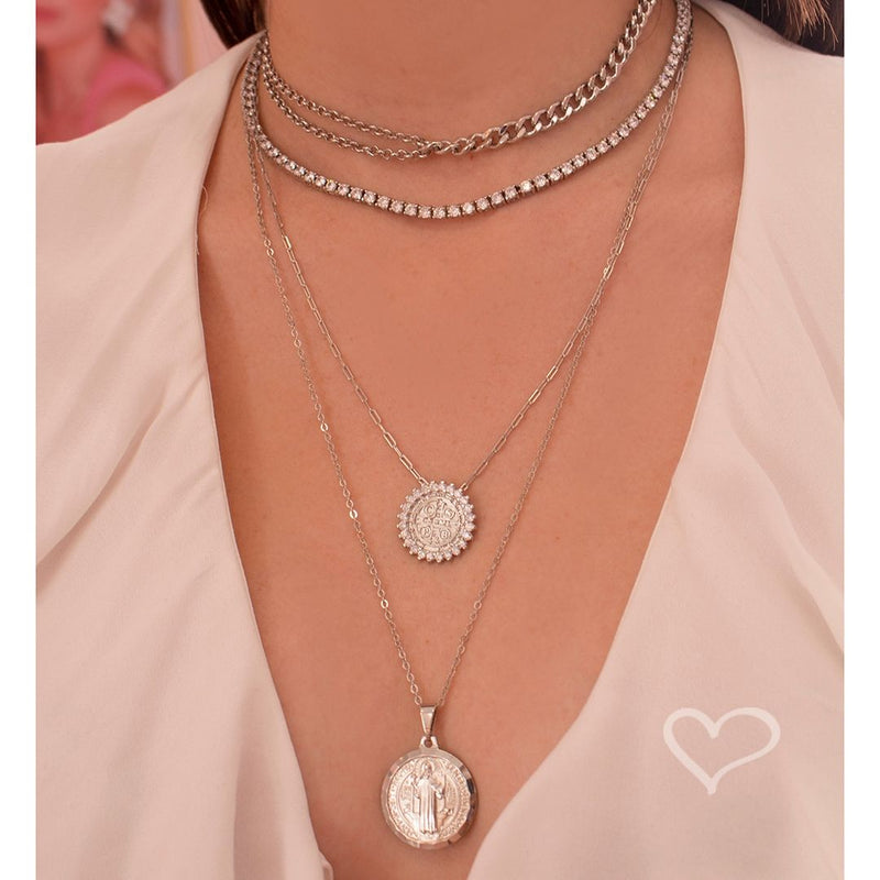 Choker Piuka Dakota Elos Português Folheado em Ródio Branco