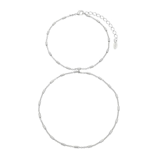 Pulseira de Mão Maya Palitos Folheada em Ródio Branco