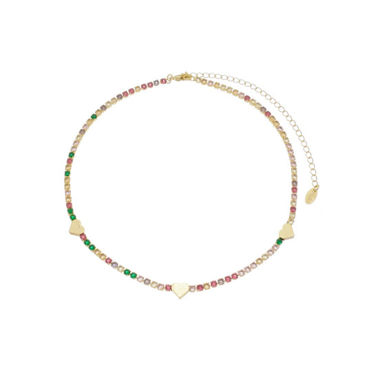 Choker Piuka Riviera Flávia Zircônias Coloridas Folheado a Ouro 18k