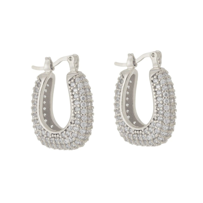 Brinco de Argola Katy Cravejada Zircônias Folheado em Ródio Branco