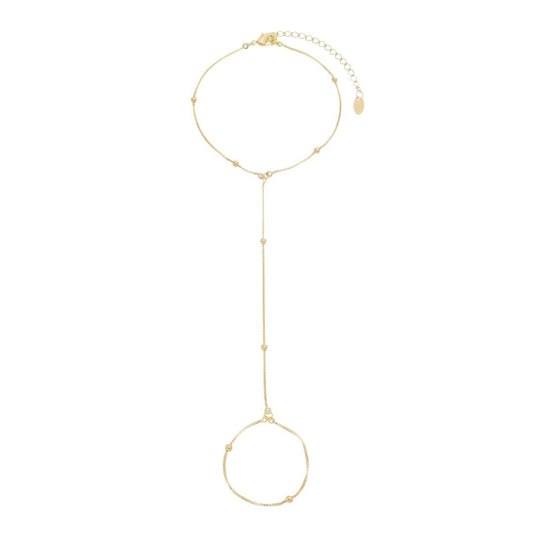 Pulseira de Mão Leila Mini Bolinhas Folheada a Ouro 18k