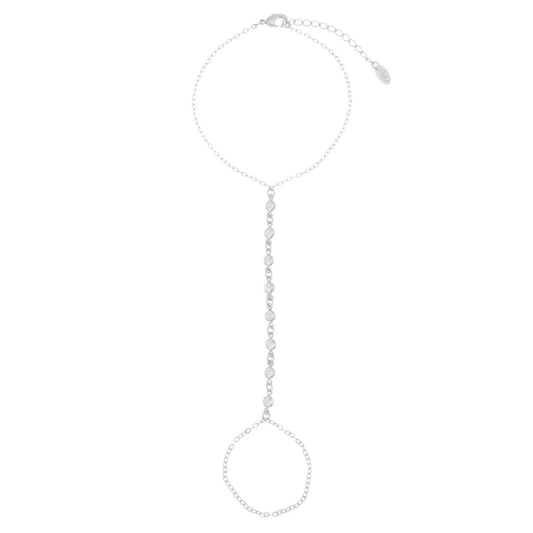Pulseira de Mão Jamile Pontos de Luz Folheada em Ródio Branco
