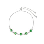 Pulseira Ajustavél Folheada em Ródio Branco Betina Zicônias Esmeralda