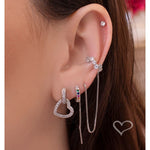 Brinco Ear Line Unitário Laís Zircônias Folheado em Ródio Branco