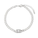 Pulseira Feminina Elos Grumet Zircônias Folheada em Ródio Branco Letizia