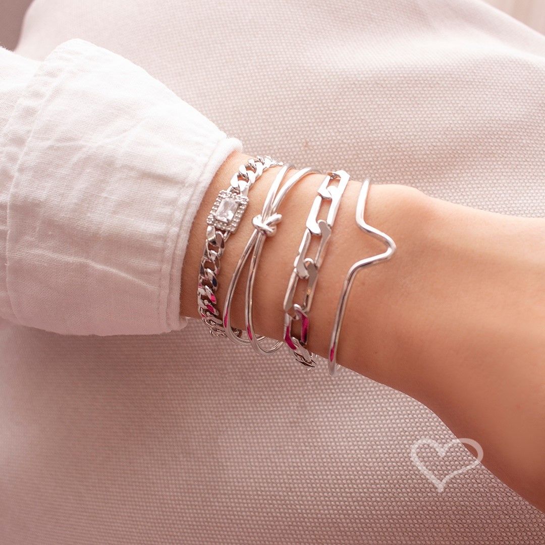 Pulseira Feminina Elos Grumet Zircônias Folheada em Ródio Branco Letizia
