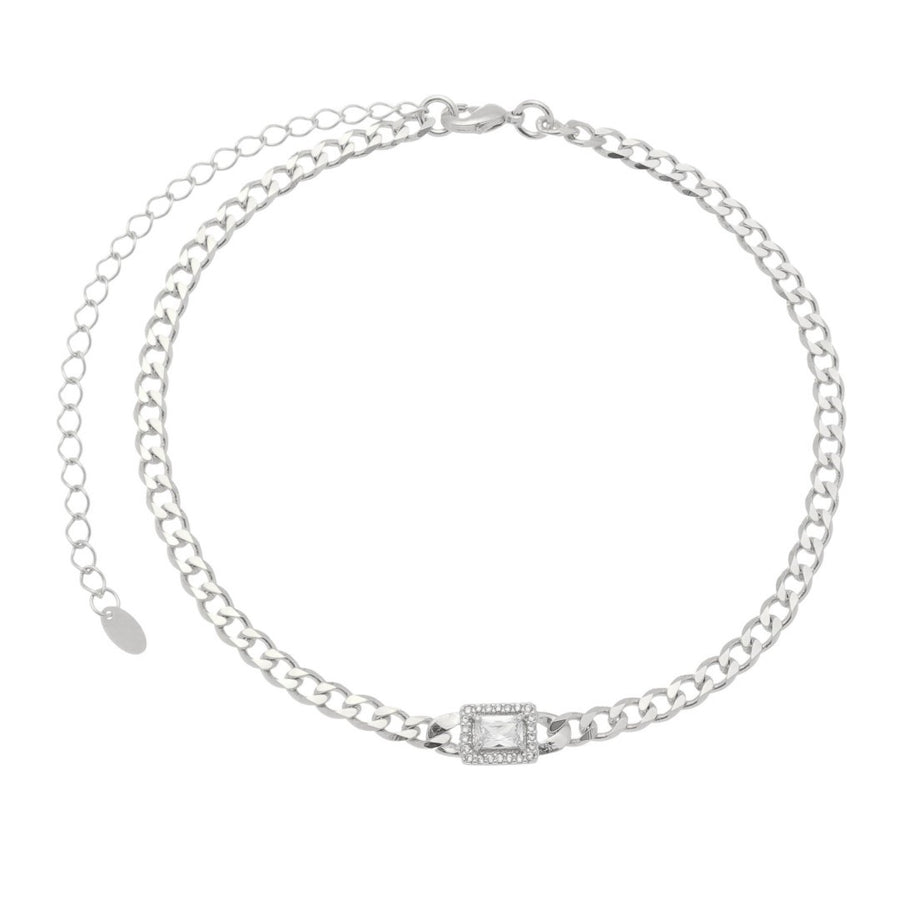 Choker Elos Grumet Zircônias Folheada em Ródio Branco Letizia