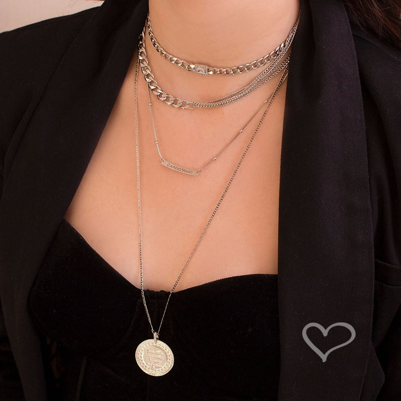 Choker Elos Grumet Zircônias Folheada em Ródio Branco Letizia