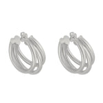 Brinco de Argola Tripla Tubo Liso Enola G Folheado em Ródio Branco