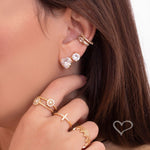 Conjunto Colar e Brinco Lelê Coração Zircônia Folheado a Ouro 18k