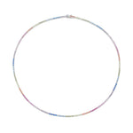 Colar Riviera Celine 45 cm Zicônias Coloridas Prata 925 Banhado em Ródio Branco