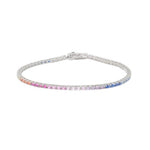 Pulseira Feminina Riviera Zicônias Coloridas Prata 925 Banhada em Ródio Branco Celine