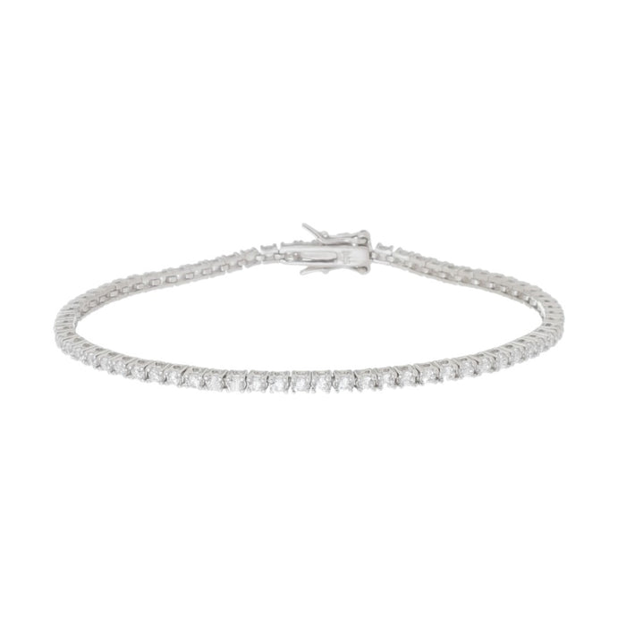 Pulseira Feminina Riviera Zircônias Prata 925 Banhada em Ródio Branco Eugene