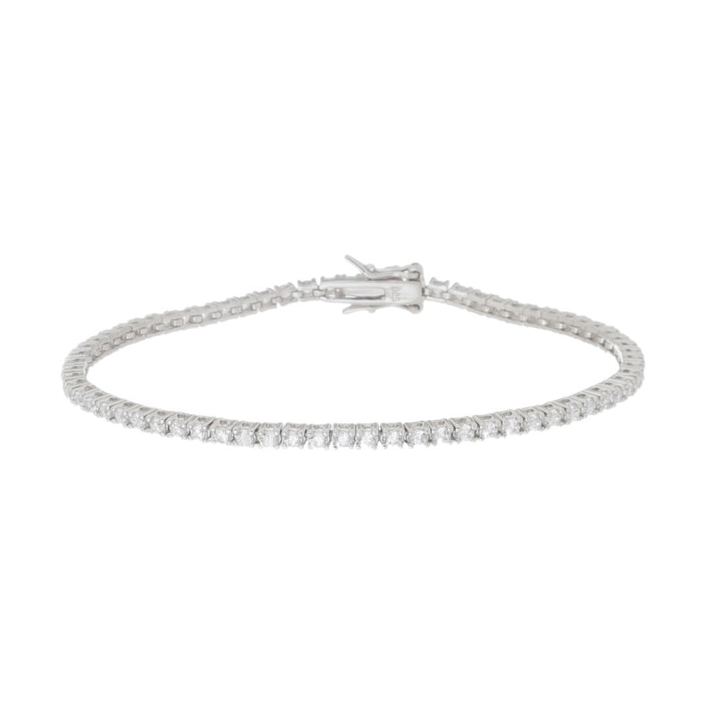 Pulseira Feminina Riviera Zircônias Prata 925 Banhada em Ródio Branco Eugene