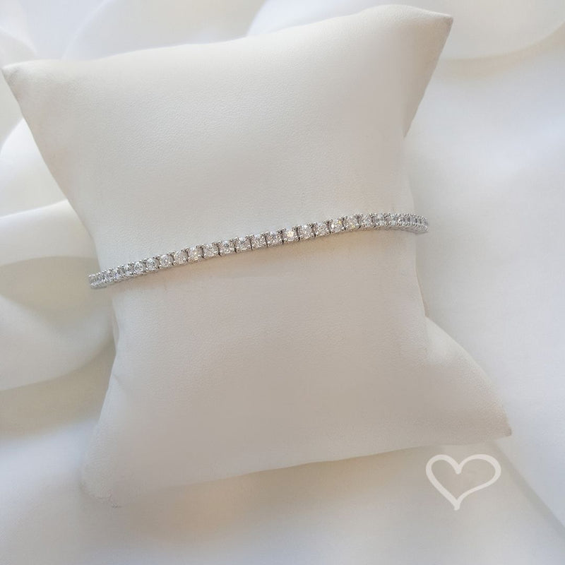 Pulseira Feminina Riviera Zircônias Prata 925 Banhada em Ródio Branco Eugene