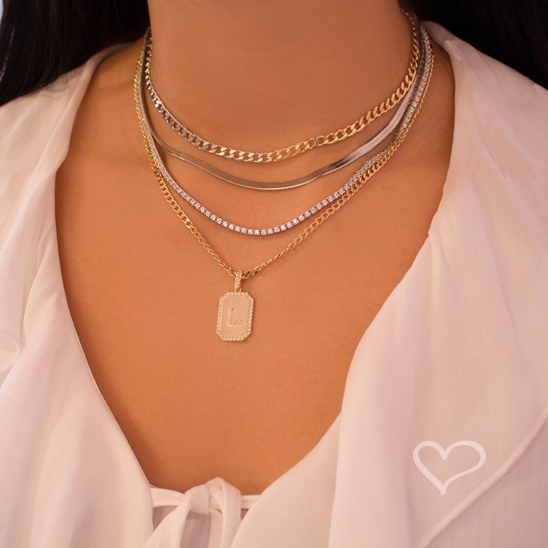 Colar Riviera Eugene 45 cm Zircônias Prata 925 Banhado em Ródio Branco